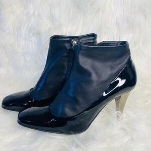 Giuseppe Zanotti Black Leather Ankle Booties with Sculpted Heel
